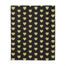 Coeurs d'or motif sur noir