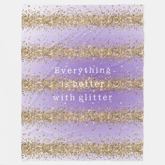 Couverture Polaire Coeurs d'or Sparkle Purple Parties scintillant cit (Devant)