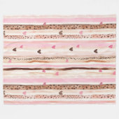 Couverture Polaire Coeurs Empreintes de léopard Brown rose Fille (Devant (Horizontal))