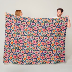Couverture Polaire Coeurs et fleurs Salle de fille