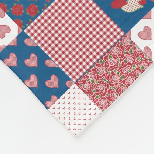 Couverture Polaire Coeurs et Rose Faux Patchwork Fleece Blanket (Coin)