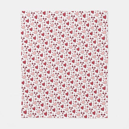 Couverture Polaire Cœurs et roses rouges et roses Art doodle (Devant)