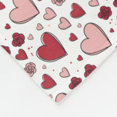 Couverture Polaire Cœurs et roses rouges et roses Art doodle (Coin)