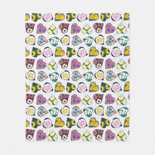 Couverture Polaire Coeurs floraux (Devant)