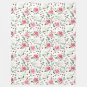 Couverture Polaire Coeurs floraux roses (Devant)