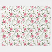 Couverture Polaire Coeurs floraux roses (Devant (Horizontal))