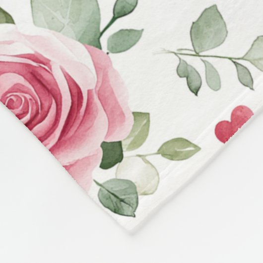 Couverture Polaire Coeurs floraux roses (Coin)