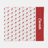 Couverture Polaire Cœurs gribouillés rouges et noirs Rétro Monogramme (Devant (Horizontal))
