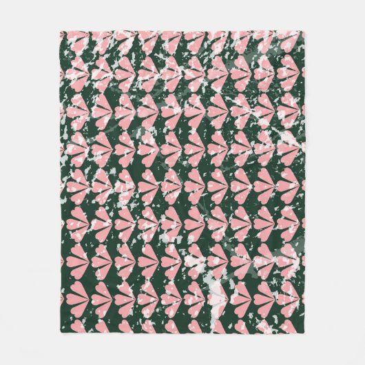 Couverture Polaire Coeurs gronces et fleurs motif. (Devant)