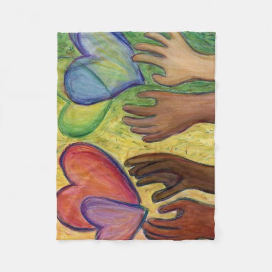 Couverture Polaire Coeurs & Mains Aimer Diversité Art Soft Blanket (Devant)