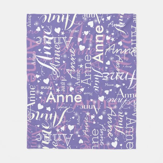 Couverture Polaire Coeurs mignons Périwinkle Baby Girls Nom (Devant)