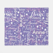 Couverture Polaire Coeurs mignons Périwinkle Baby Girls Nom (Devant (Horizontal))