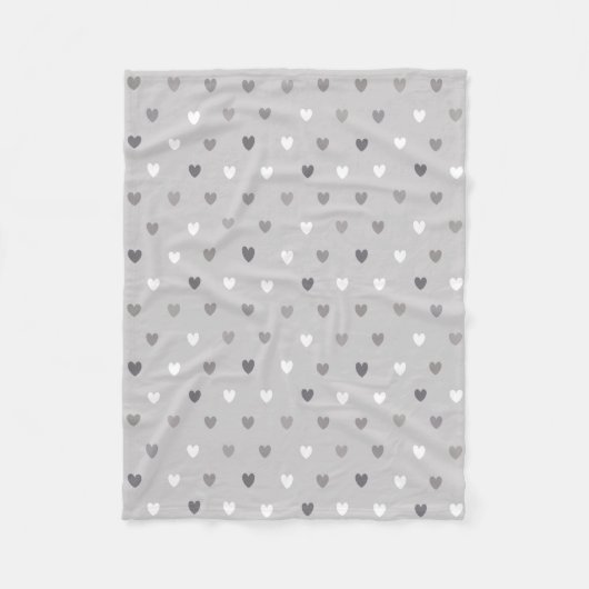 Couverture Polaire Coeurs minuscules de polka aux nuances du gris (Devant)