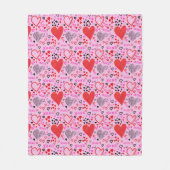 Couverture Polaire Coeurs, Motif rose XOXO (Devant)