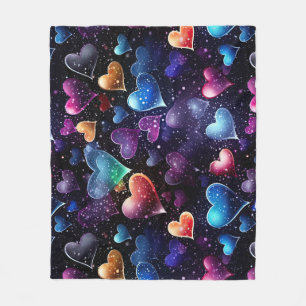 Couverture Polaire Coeurs multicolores