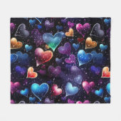 Couverture Polaire Coeurs multicolores (Devant (Horizontal))