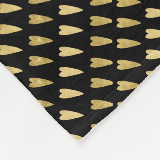 Couverture Polaire Coeurs noir et or (Coin)