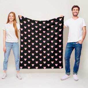 Couverture Polaire Coeurs noir rose Iridescente mignonne jolie modern