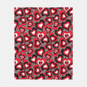 Couverture Polaire Coeurs, noirs, rouges et blancs. (Devant)