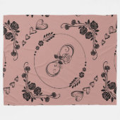 Couverture Polaire Coeurs noirs simples, Floral, Infinité sur prune | (Devant (Horizontal))