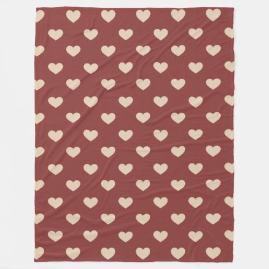 Couverture Polaire Cœurs Pailletés Crème Rouge Or (Devant)