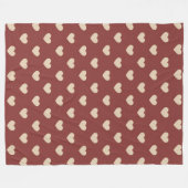 Couverture Polaire Cœurs Pailletés Crème Rouge Or (Devant (Horizontal))