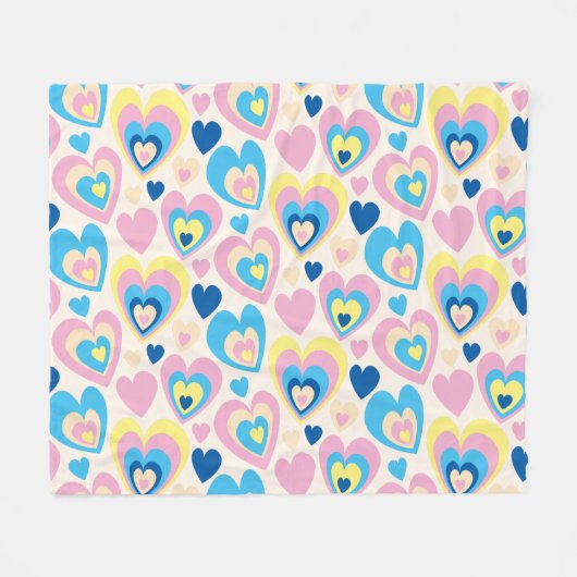Couverture Polaire Coeurs Pastel. (Devant (Horizontal))