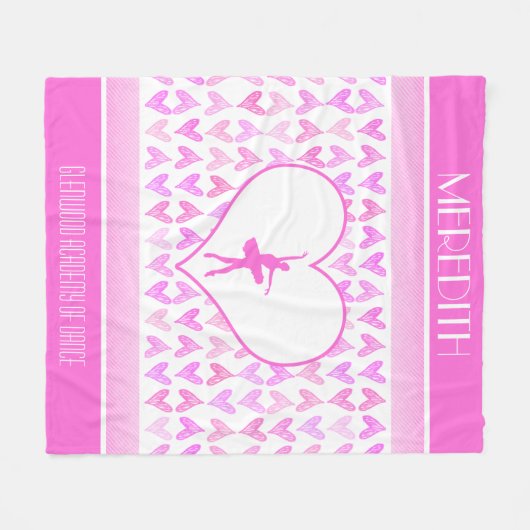 Couverture Polaire Coeurs personnalisés d'aquarelle de rose de (Devant (Horizontal))