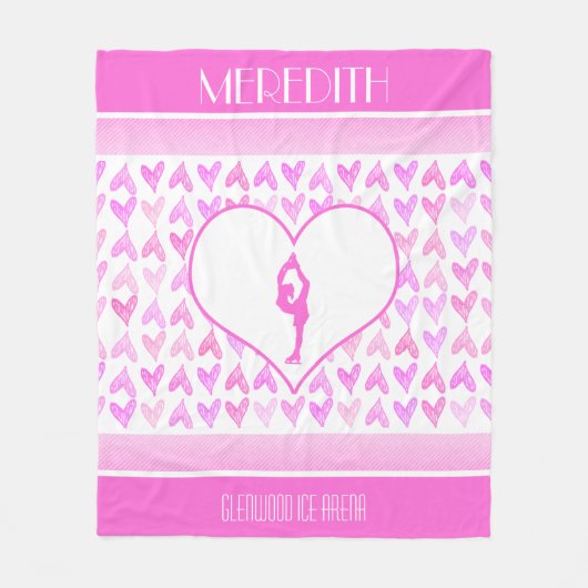 Couverture Polaire Coeurs personnalisés d'aquarelle de rose de (Devant)