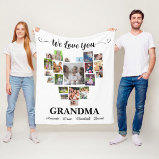 Couverture Polaire Cœurs personnalisés Je t'aime grand-mère 21 Photo