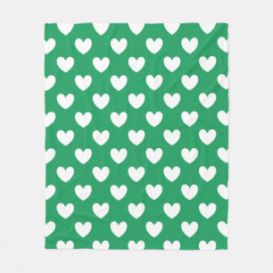Couverture Polaire Coeurs polka blanc sur Kelly green
