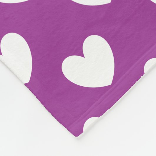 Couverture Polaire Coeurs polka blanc sur violet (Coin)