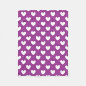 Couverture Polaire Coeurs polka blanc sur violet (Devant)