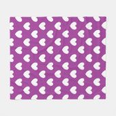 Couverture Polaire Coeurs polka blanc sur violet (Devant (Horizontal))