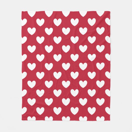 Couverture Polaire Coeurs polka blancs et rouges (Devant)