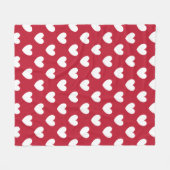 Couverture Polaire Coeurs polka blancs et rouges (Devant (Horizontal))