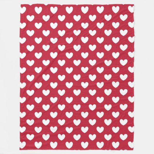 Couverture Polaire Coeurs polka blancs et rouges (Devant)