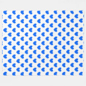 Couverture Polaire Coeurs polka bleu sur blanc (Devant (Horizontal))
