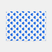 Couverture Polaire Coeurs polka bleu sur blanc (Devant (Horizontal))