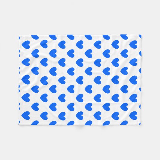Couverture Polaire Coeurs polka bleu sur blanc (Devant (Horizontal))