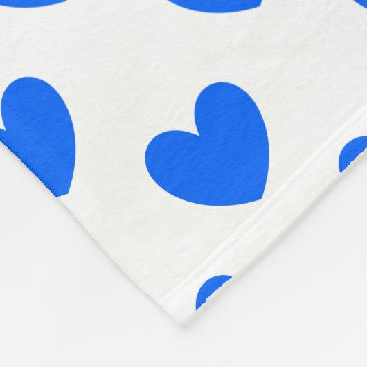 Couverture Polaire Coeurs polka bleu sur blanc (Coin)