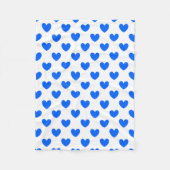 Couverture Polaire Coeurs polka bleu sur blanc (Devant)