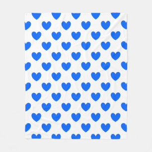 Couverture Polaire Coeurs polka bleu sur blanc