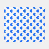 Couverture Polaire Coeurs polka bleu sur blanc (Devant (Horizontal))