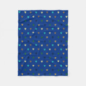 Couverture Polaire Coeurs Polka dans les tons bleu paon (Devant)