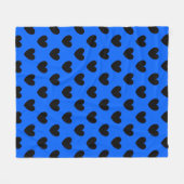 Couverture Polaire Coeurs polka noirs sur bleu (Devant (Horizontal))