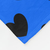 Couverture Polaire Coeurs polka noirs sur bleu (Coin)