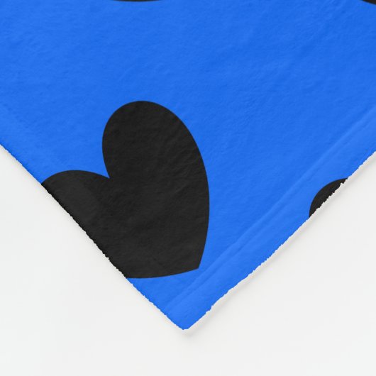 Couverture Polaire Coeurs polka noirs sur bleu (Coin)