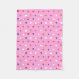 Couverture Polaire Coeurs polka rose