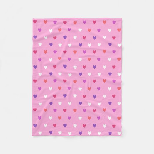 Couverture Polaire Coeurs polka rose (Devant)